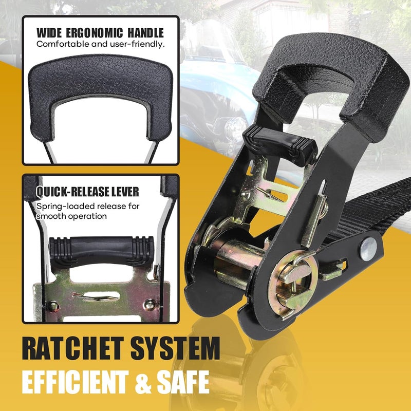 Ayaport Endless Ratchet Straps (No Hooks) 1" x 8' Heavy Duty Small Ratchet Tie Down Straps 1860lbs Break Strength Black Tie Downs for Cargo, Truck Bed, Motorcycle - Image 2